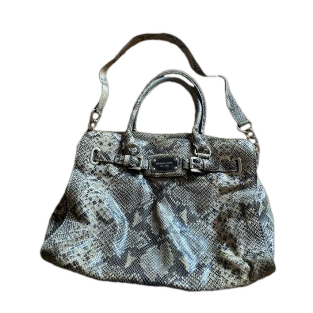 Michael Kors Hamilton Snakeskin Look Leather Handbag